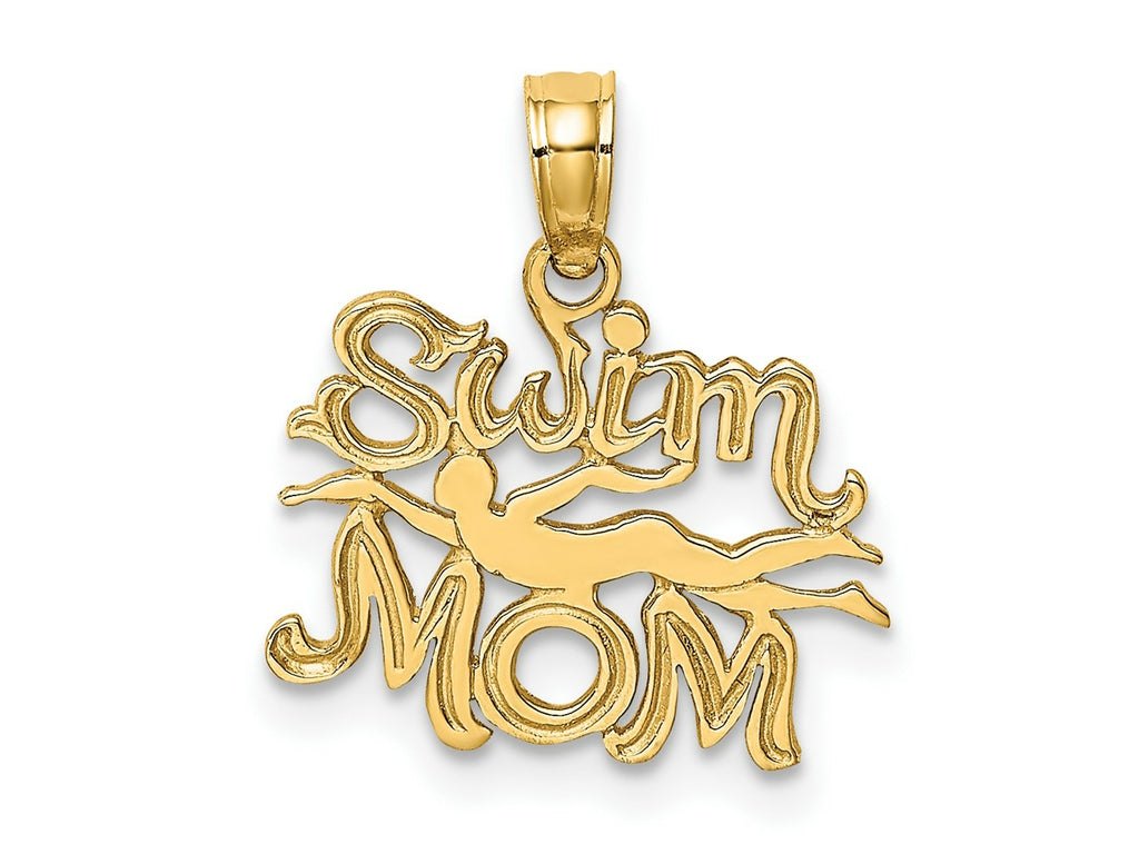 FJC Finejewelers 10 kt Yellow Gold SWIM MOM with Swimmer Charm 11 x 15 mm