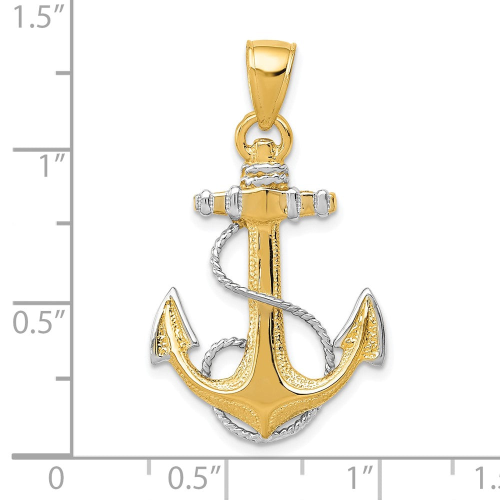FJC Finejewelers 10 kt Yellow Gold YG W/ Rhodium Anchor with Rope Charm 32 x 20 mm