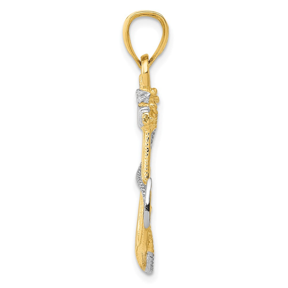 FJC Finejewelers 10 kt Yellow Gold YG W/ Rhodium Anchor with Rope Charm 32 x 20 mm