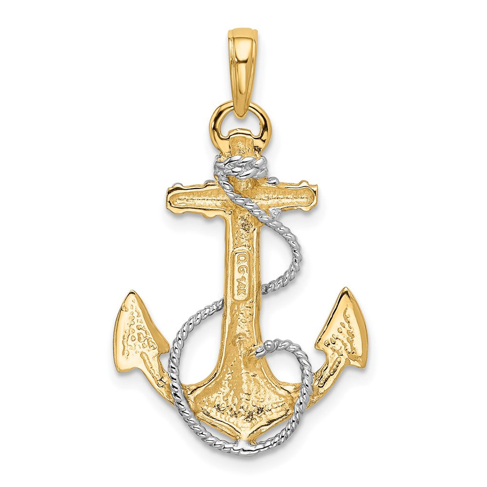 FJC Finejewelers 10 kt Yellow Gold YG W/ Rhodium Anchor with Rope Charm 32 x 20 mm