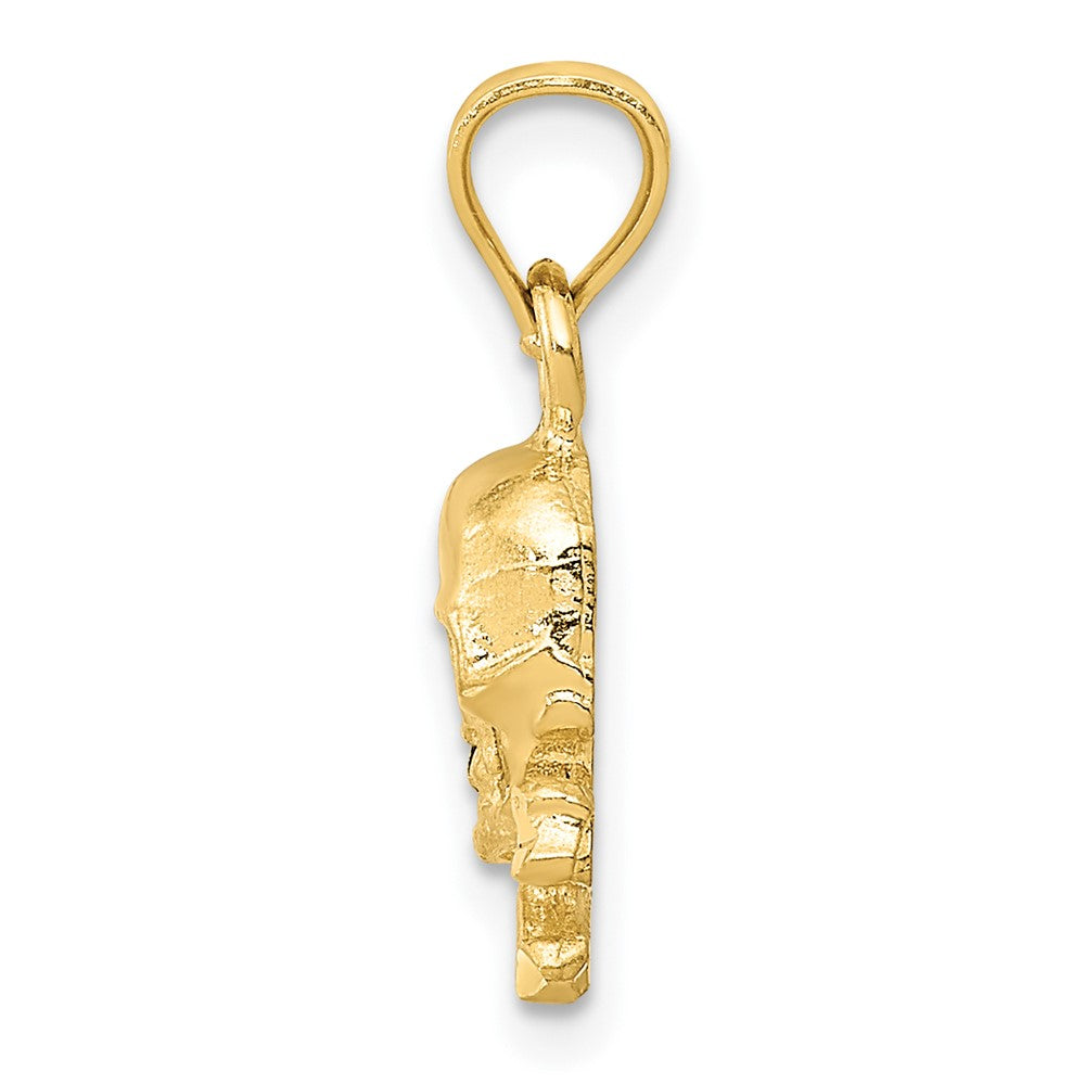 FJC Finejewelers 10 kt Yellow Gold Skull and Cross Bones Charm 19 x 8 mm
