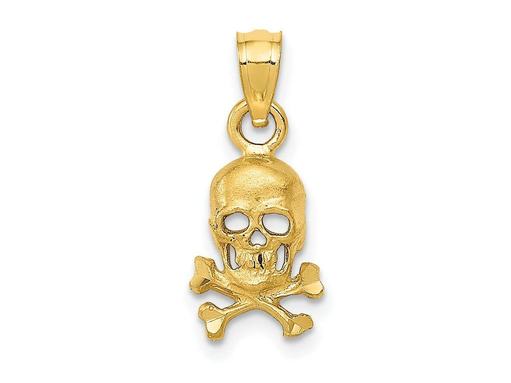 FJC Finejewelers 10 kt Yellow Gold Skull and Cross Bones Charm 19 x 8 mm