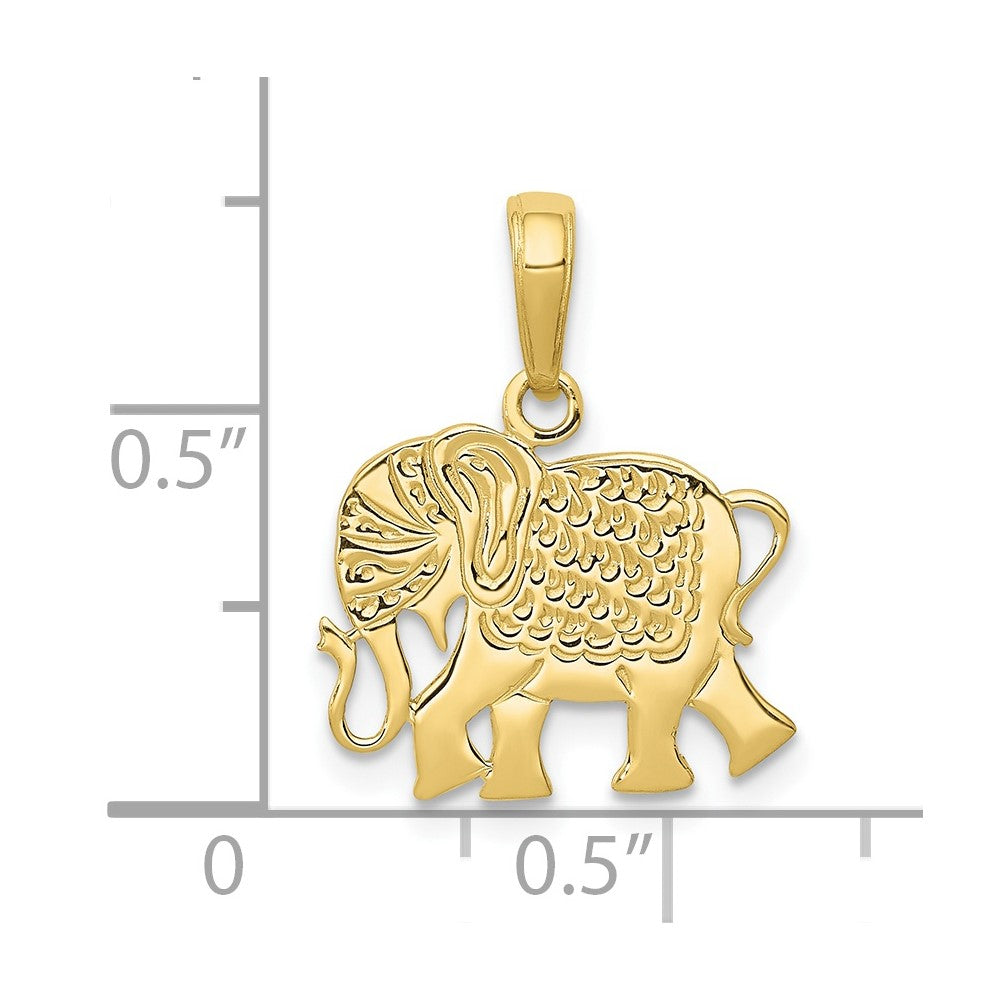 FJC Finejewelers 10 kt Yellow Gold Textured Elephant Charm 19 x 16 mm