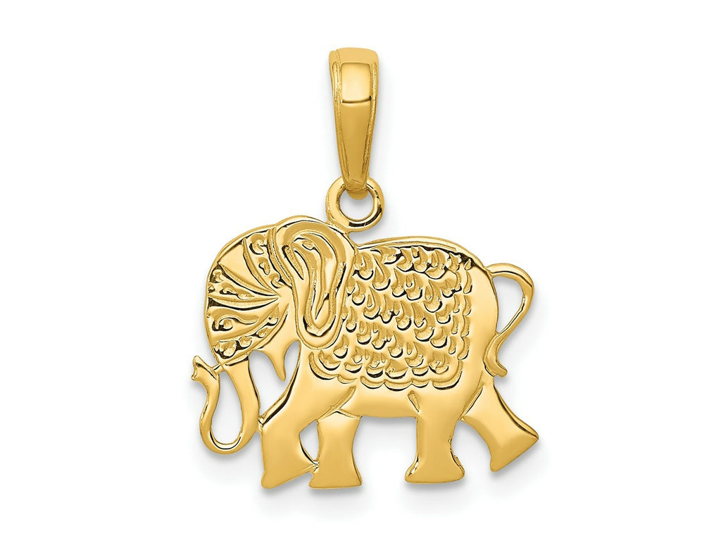 FJC Finejewelers 10 kt Yellow Gold Textured Elephant Charm 19 x 16 mm