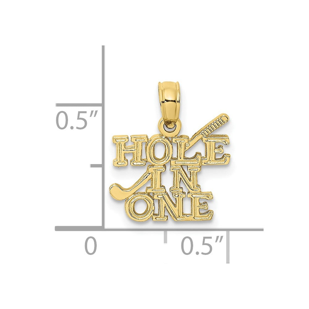 FJC Finejewelers 10 kt Yellow Gold HOLE IN ONE with Golf Club Charm 11 x 12 mm