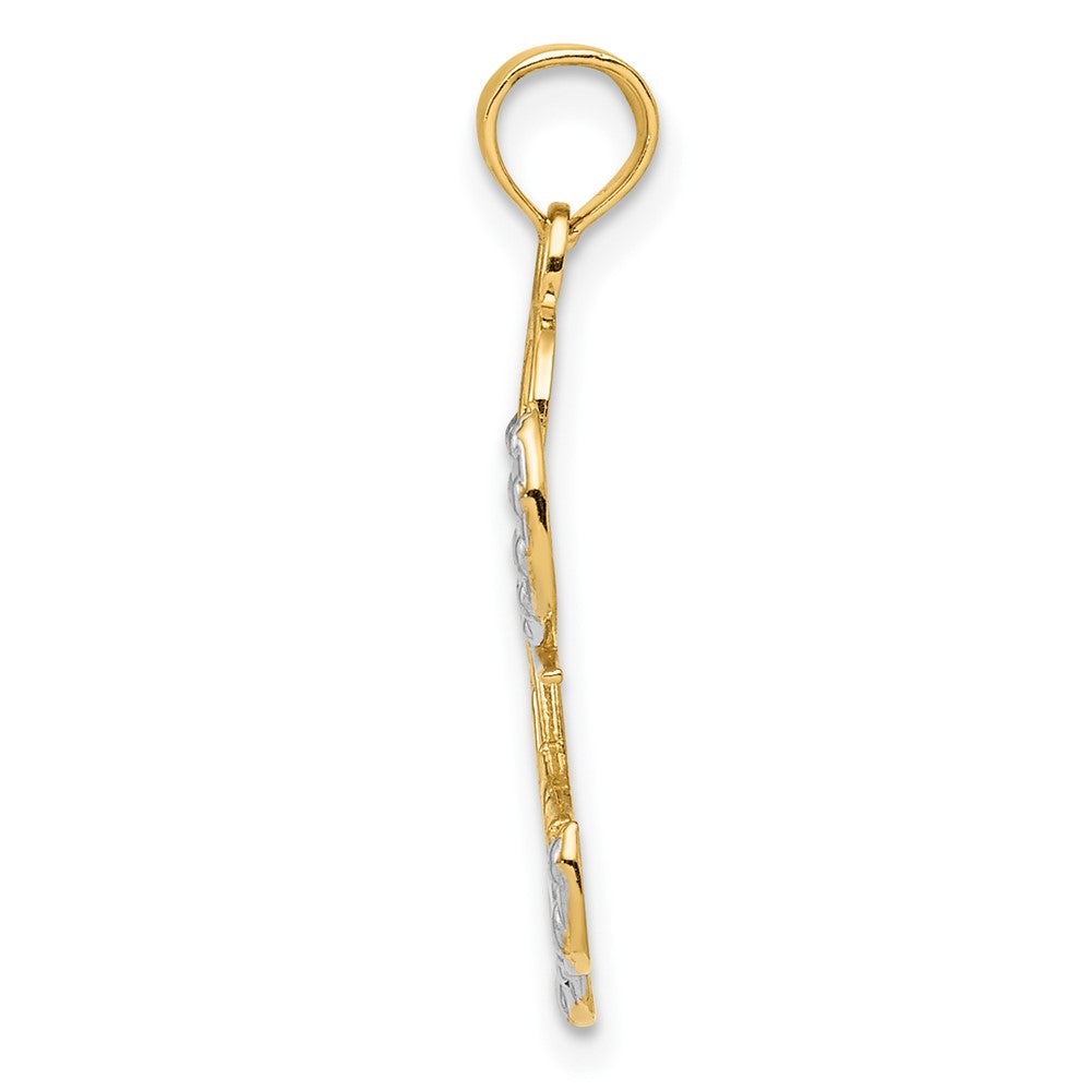 FJC Finejewelers 10 kt Yellow Gold with Rhodium Love Angel Charm 27 x 13 mm