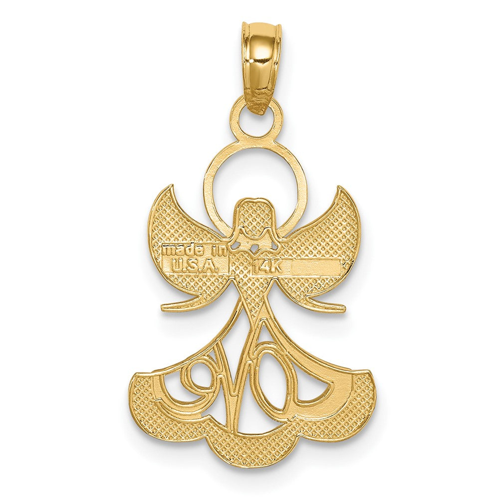 FJC Finejewelers 10 kt Yellow Gold with Rhodium Love Angel Charm 27 x 13 mm