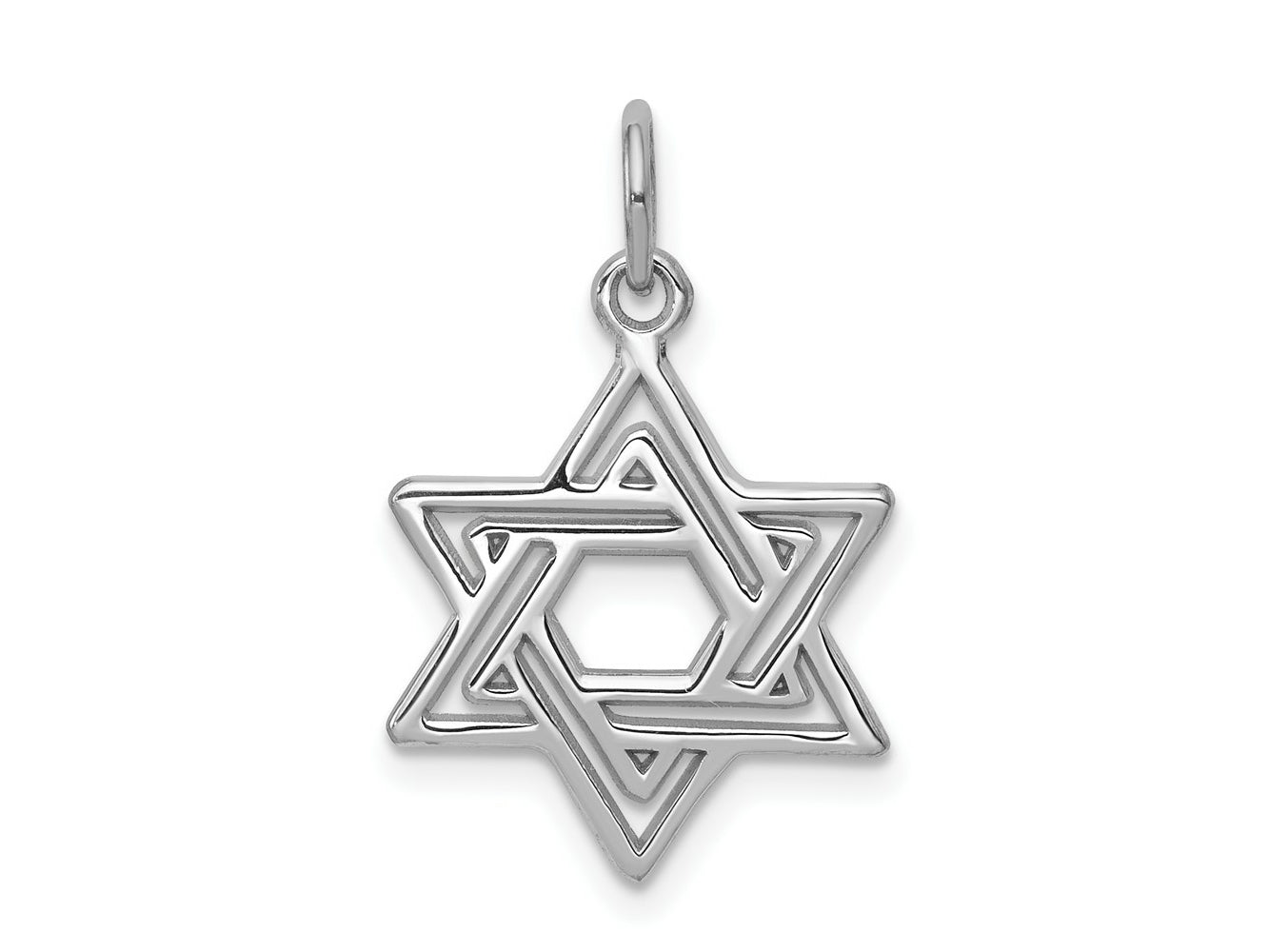 FJC Finejewelers 10 kt White Gold Themed Jewish Star Charm 24 mm x 15 mm