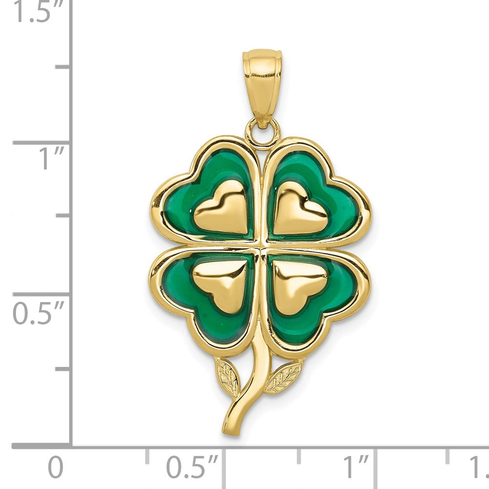FJC Finejewelers 10 kt Yellow Gold 4-Leaf Clover Charm with Enameled Tips 30 x 20 mm