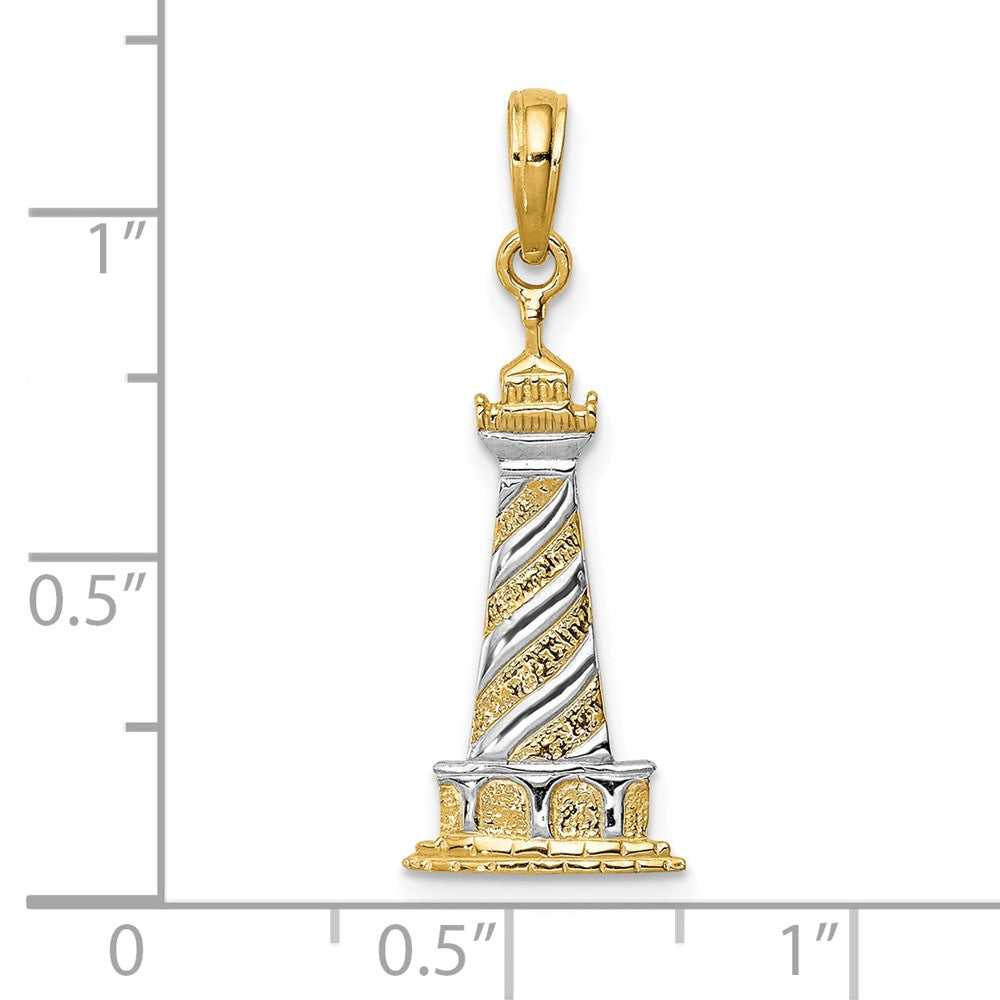 FJC Finejewelers 10 kt Yellow Gold and Rhodium Cape Hatteras Lighthouse Charm 27 x 10 mm