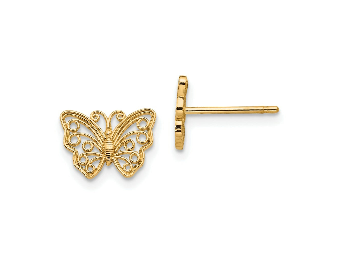 FJC Finejewelers 10 kt Yellow Gold Button Butterfly Post Earrings 7 mm x 9 mm