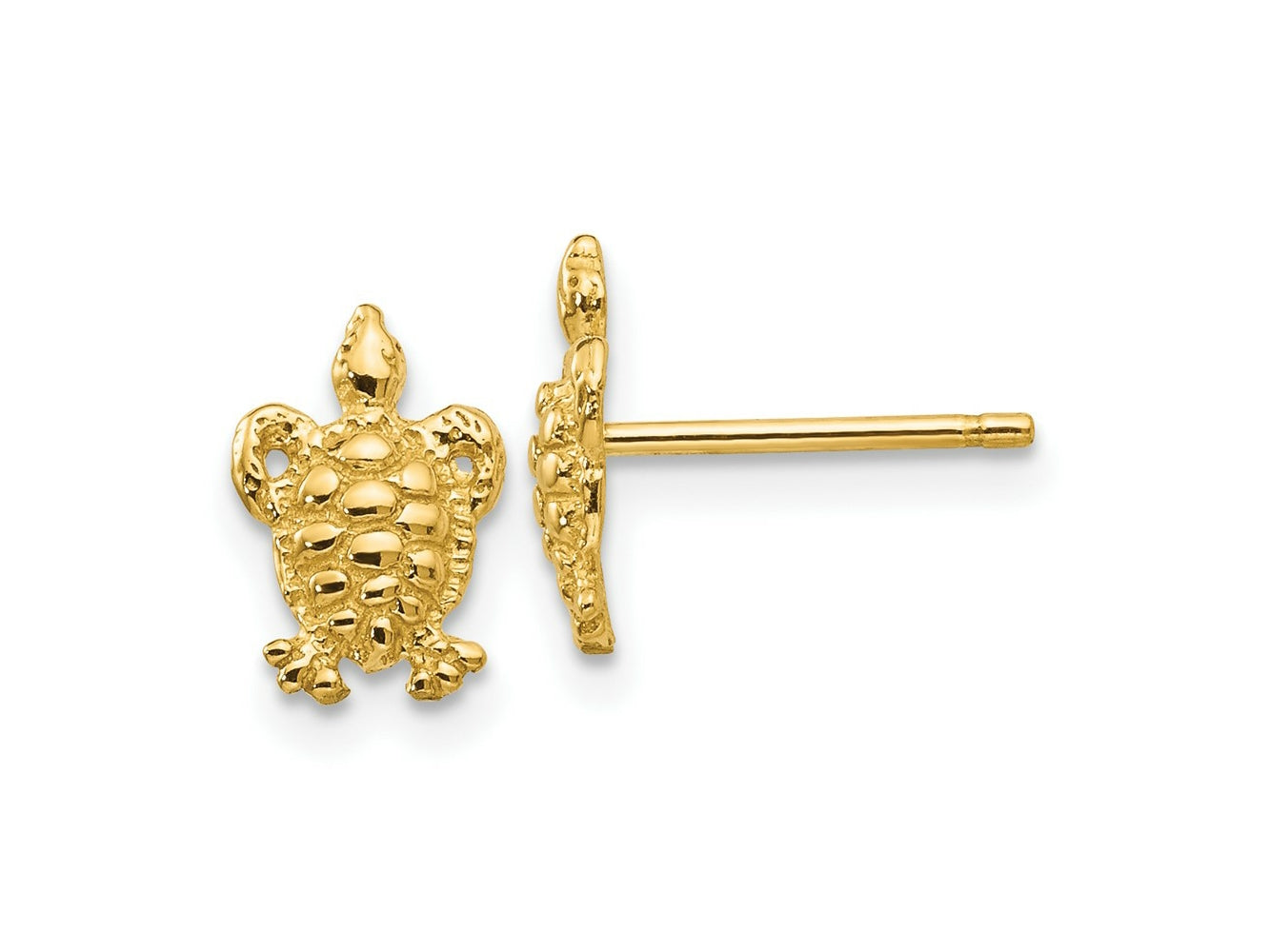 FJC Finejewelers 10 kt Yellow Gold Button Mini Turtle Post Earrings 9 mm x 6 mm