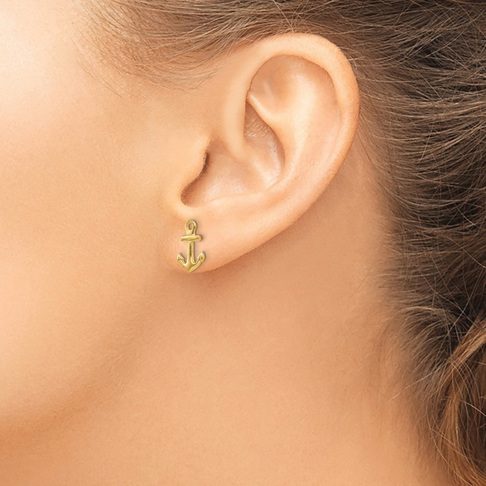 FJC Finejewelers 10 kt Yellow Gold Button Anchor Post Earrings 12 mm x 8 mm
