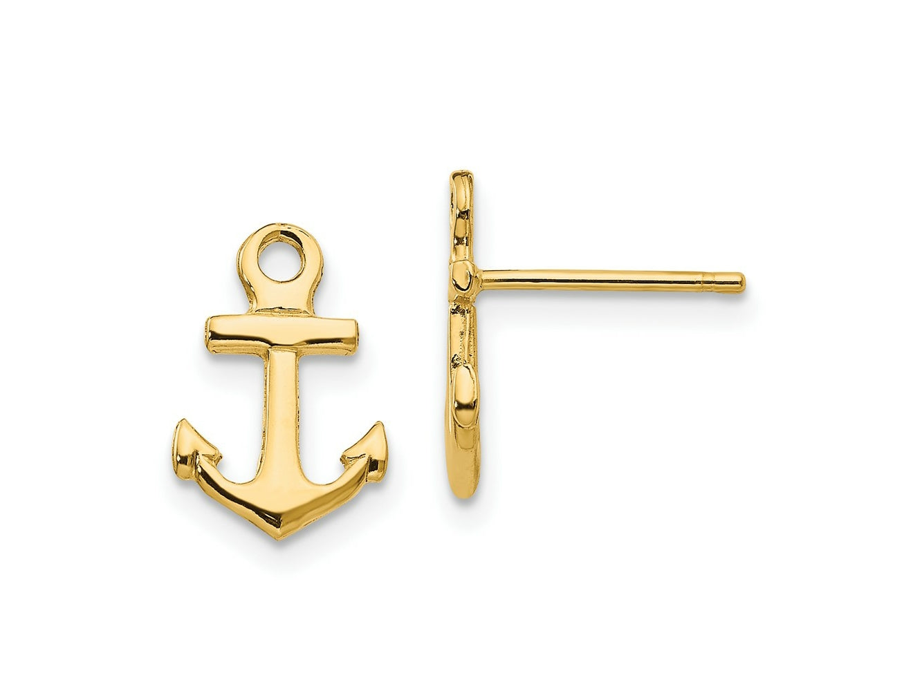 FJC Finejewelers 10 kt Yellow Gold Button Anchor Post Earrings 12 mm x 8 mm