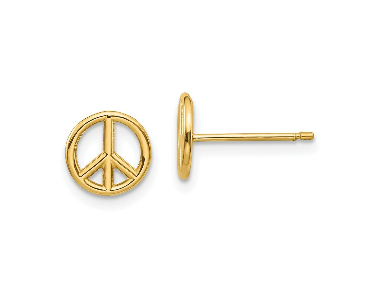 FJC Finejewelers 10 kt Yellow Gold Button Polished Peace Symbol Post Earrings 8 mm x 8 mm