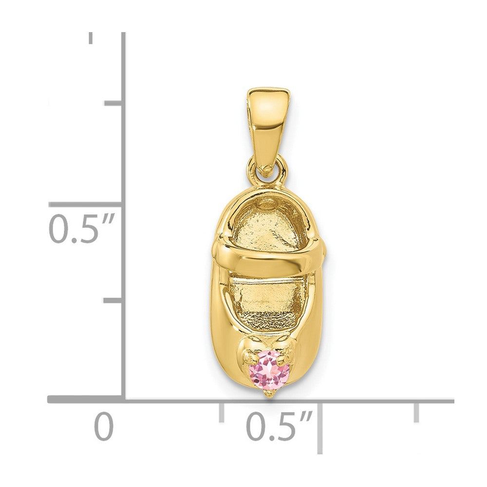 FJC Finejewelers 10 kt Yellow Gold Birthstone 3-D October/Synthetic Stone Shoe Charm 19 x 7 mm