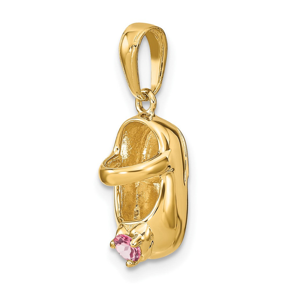 FJC Finejewelers 10 kt Yellow Gold Birthstone 3-D October/Synthetic Stone Shoe Charm 19 x 7 mm