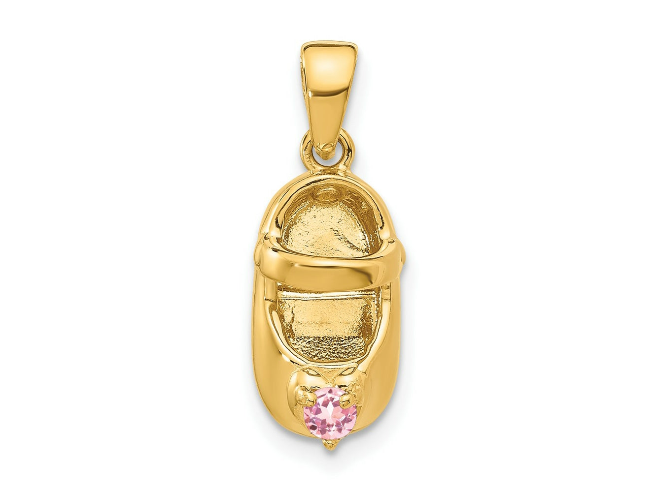FJC Finejewelers 10 kt Yellow Gold Birthstone 3-D October/Synthetic Stone Shoe Charm 19 x 7 mm