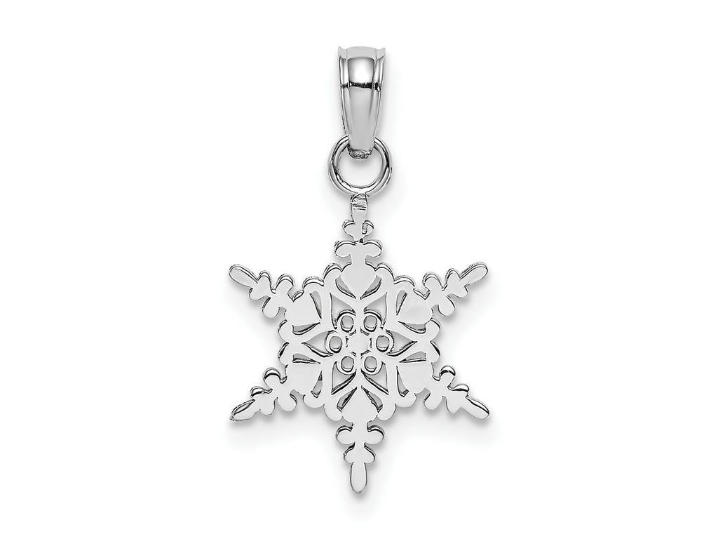 FJC Finejewelers 10 kt White Gold Themed Small Snowflake Charm 18.2 mm x 11.9 mm
