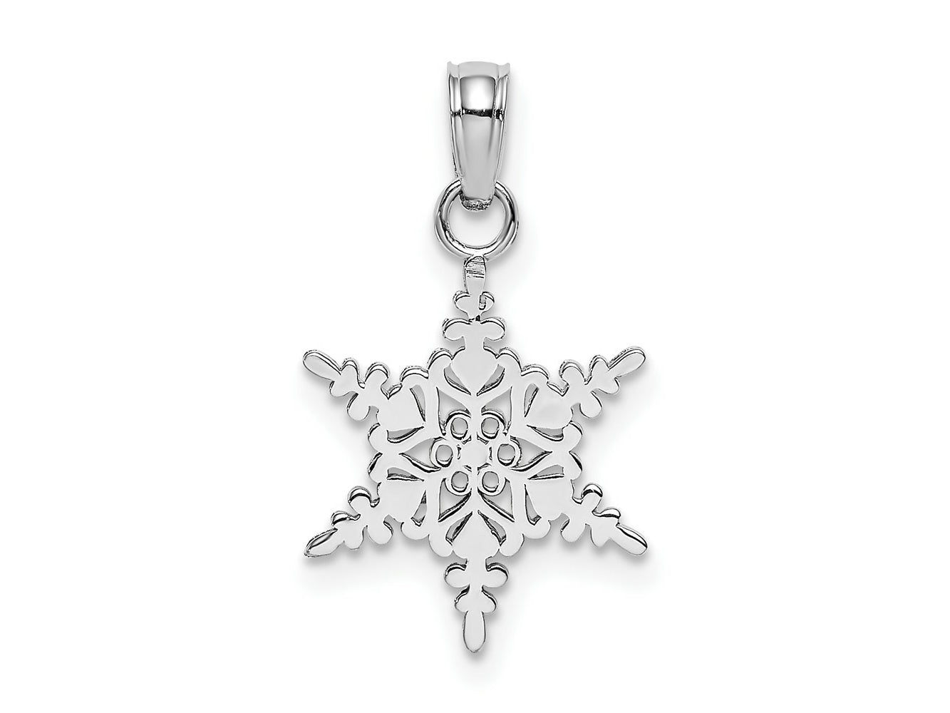 FJC Finejewelers 10 kt White Gold Themed Small Snowflake Charm 18.2 mm x 11.9 mm