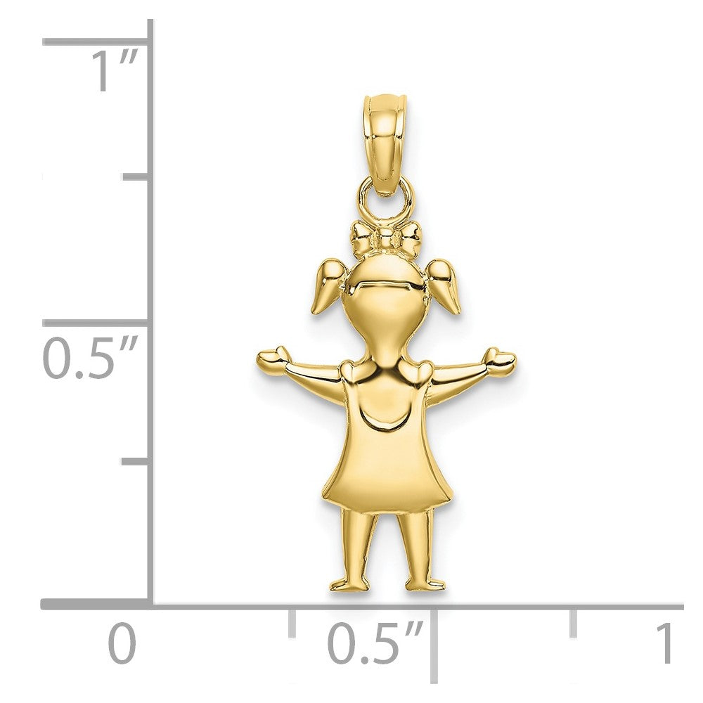 FJC Finejewelers 10 kt Yellow Gold Solid Polished Girl with Pig-Tails Charm 22 x 13 mm