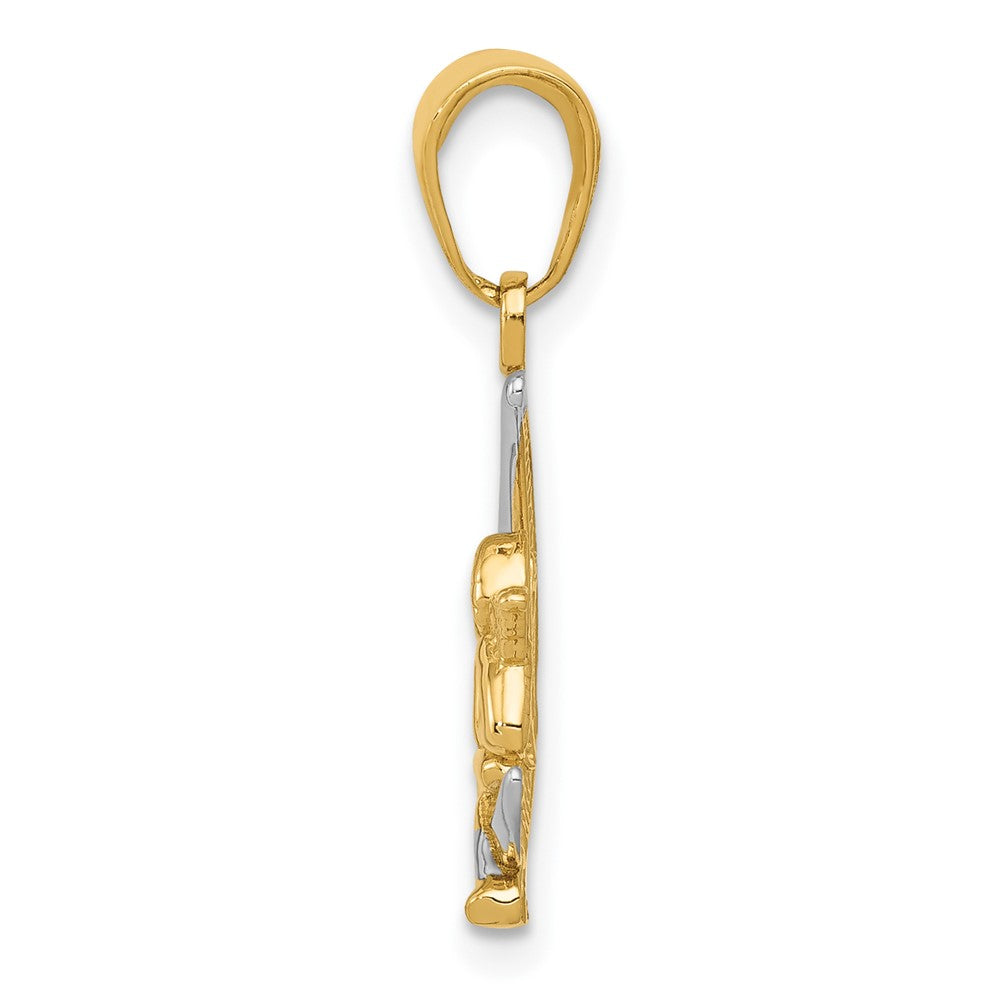 FJC Finejewelers 10 kt Yellow Gold and Rhodium Polished Moon with Angel Charm 17 x 11 mm