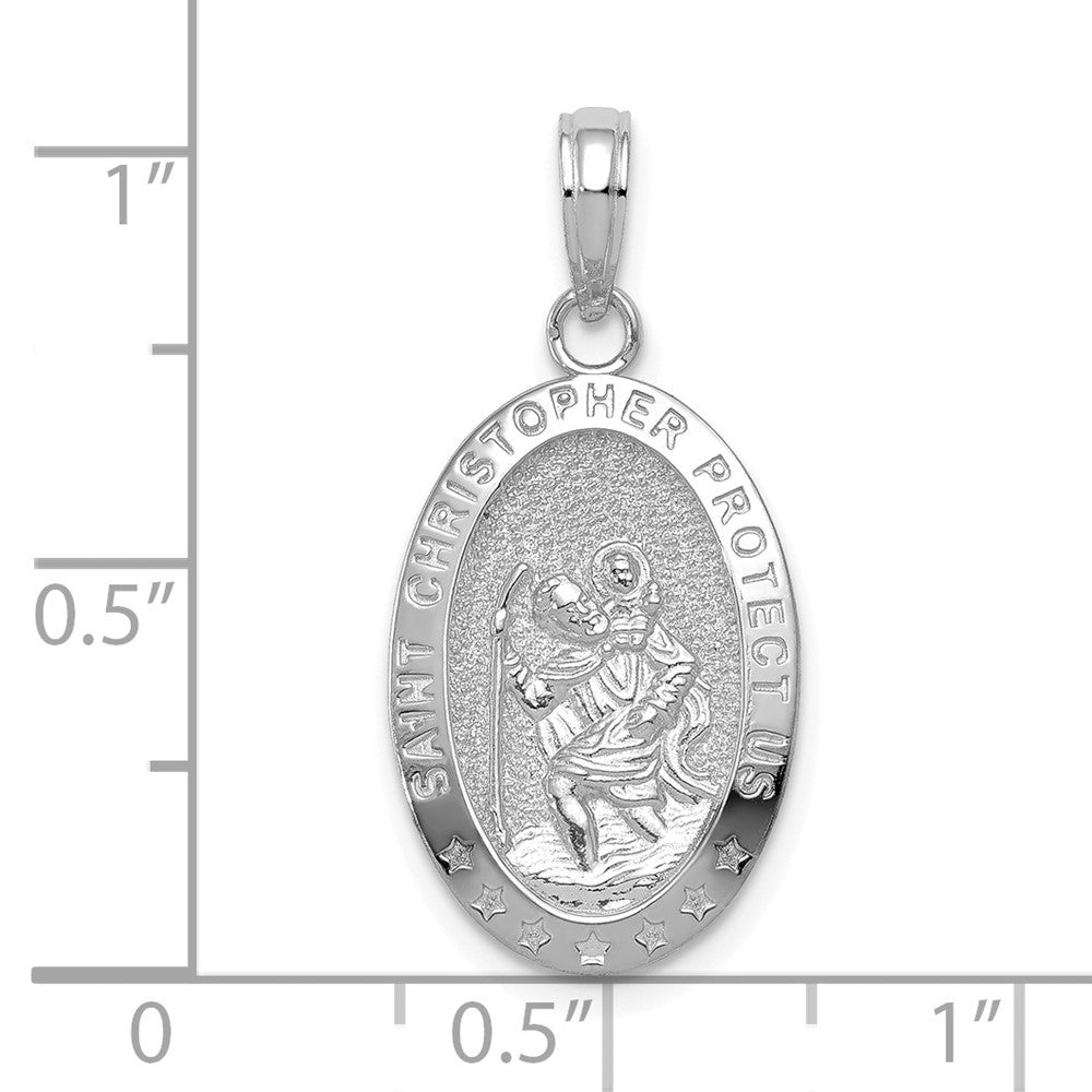 FJC Finejewelers 10 kt White Gold Themed Saint Christopher Medal Charm 25.2 mm x 12.47 mm