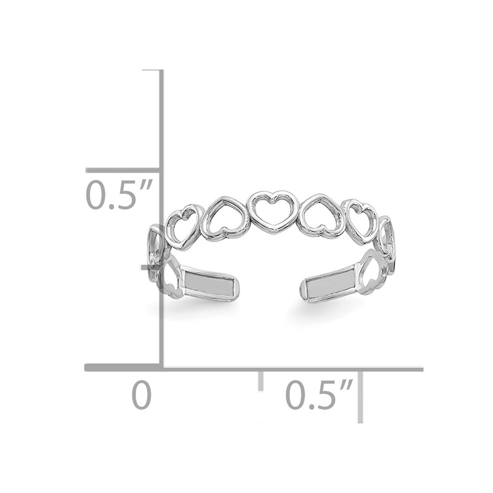 FJC Finejewelers 10 kt White Gold  Polished Cut Out Hearts Toe Ring 3 mm
