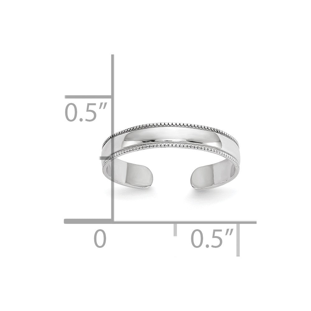 FJC Finejewelers 10 kt White Gold  Mill Grain Adjustable Toe Ring 3 mm