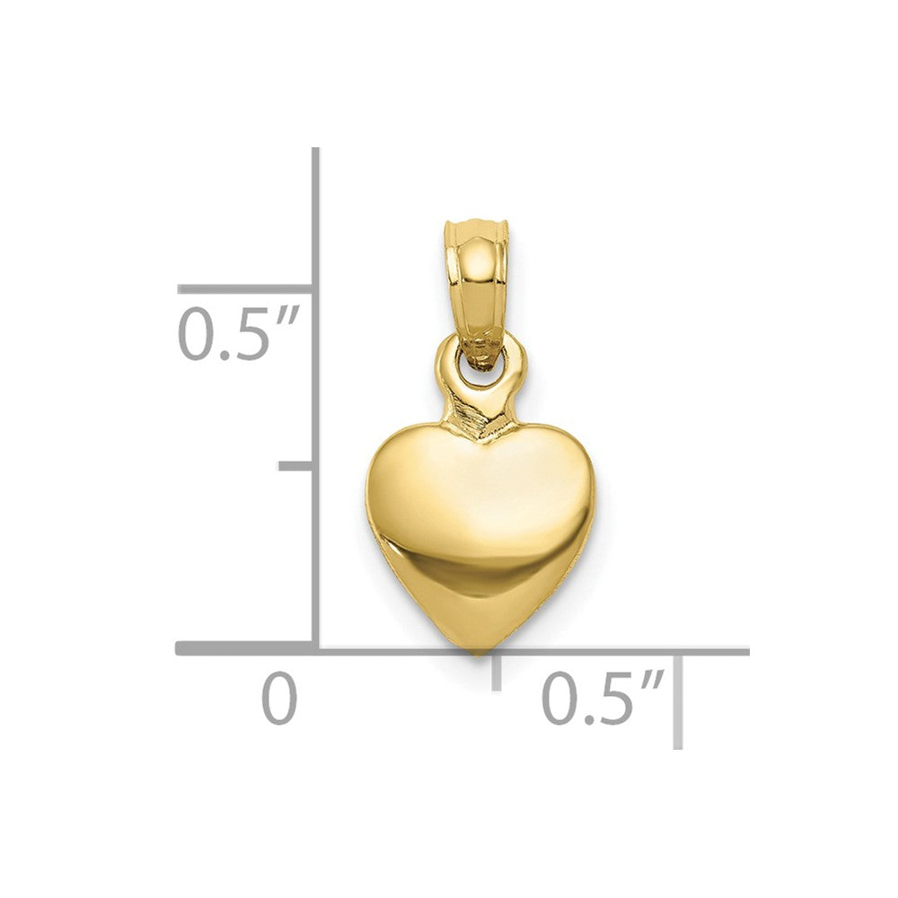 FJC Finejewelers 10 kt Yellow Gold Polished Solid 3D Heart Charm 8 mm