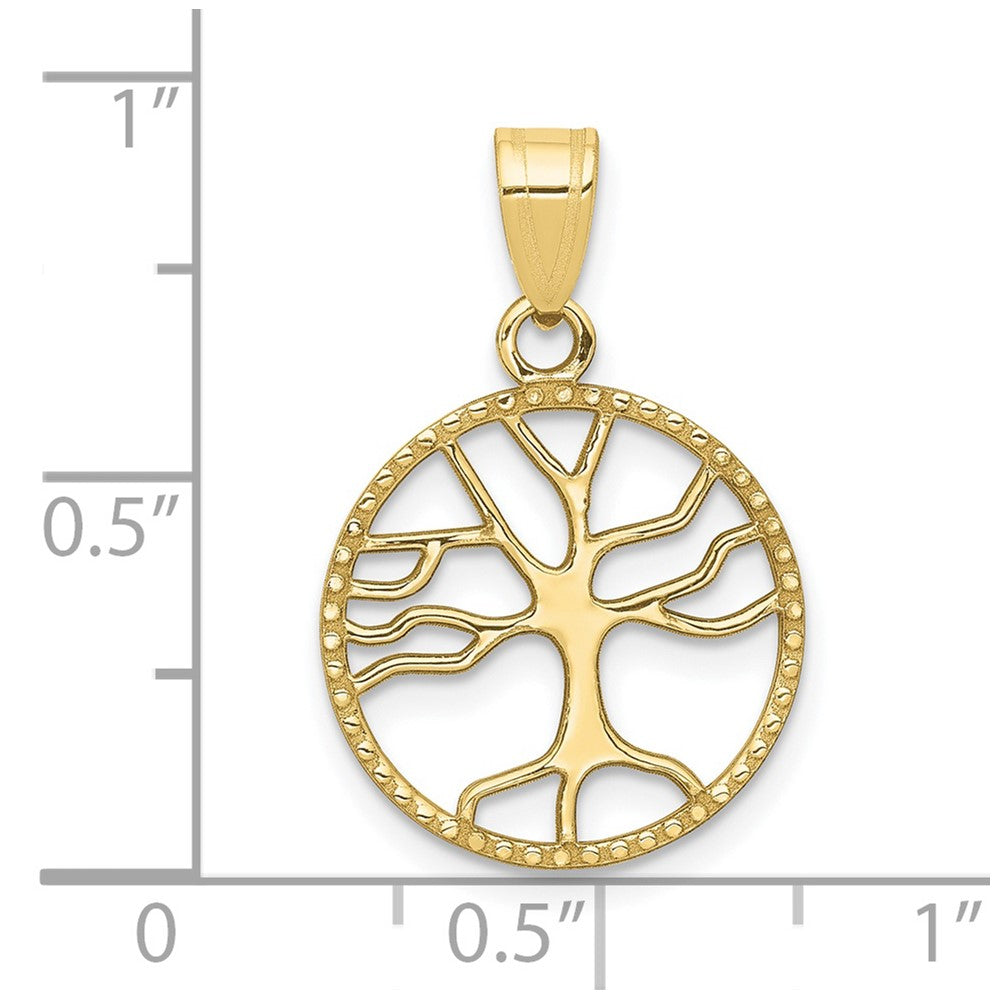 FJC Finejewelers 10 kt Yellow Gold Themed Gold Polished Small Tree of Life in Round Charm 23 mm x 15 mm