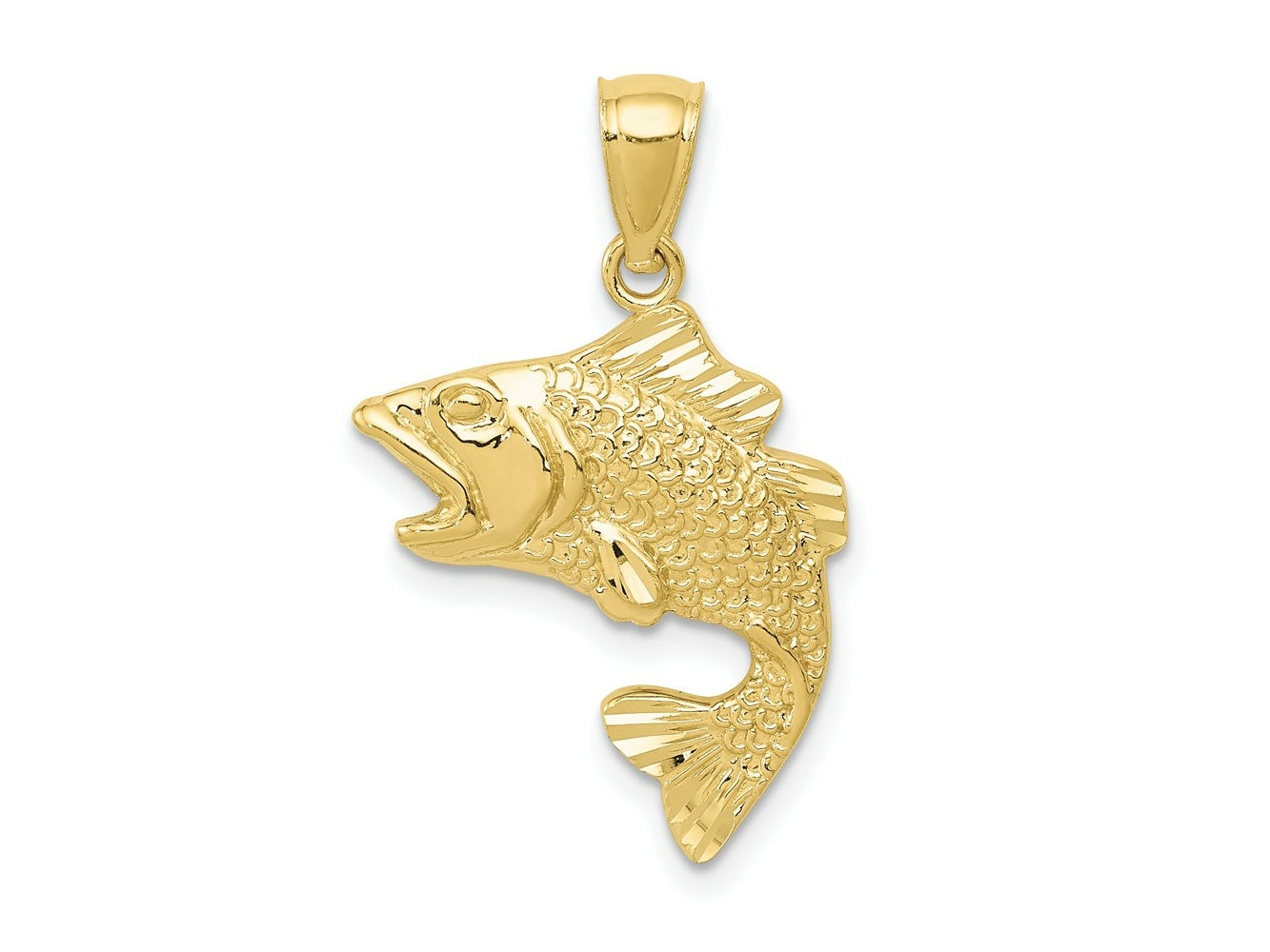 FJC Finejewelers 10 kt Yellow Gold Themed Gold Polished and Textured Bass Charm