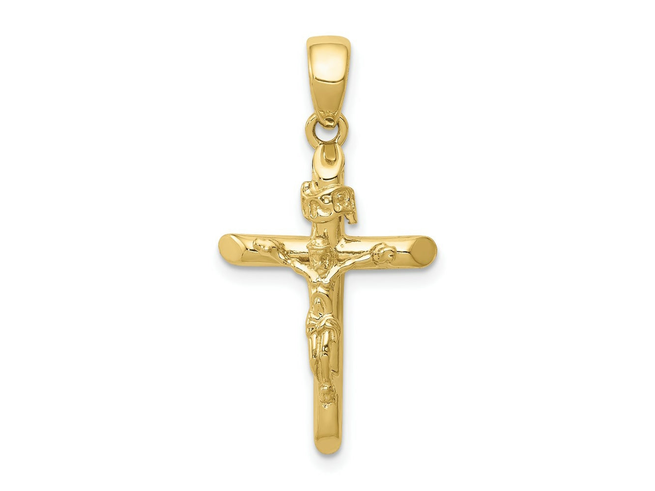 FJC Finejewelers 10 kt Yellow Gold Themed Polished 2-D Crucifix with Jesus on Cross Charm 28.5 mm x 16 mm