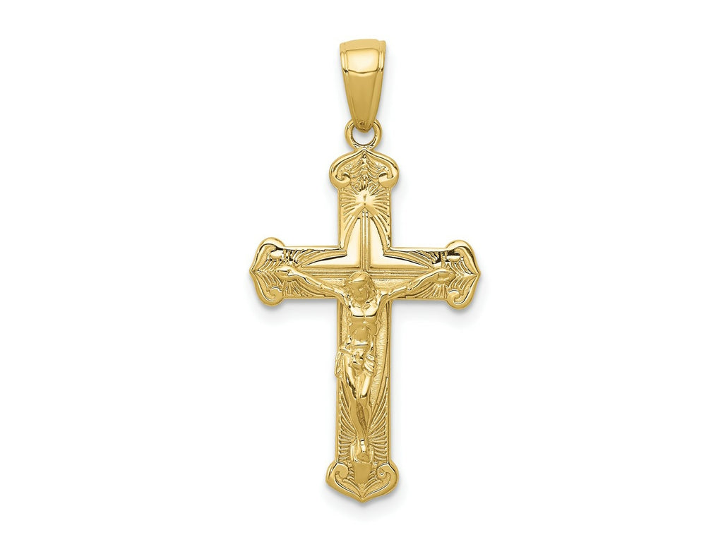 FJC Finejewelers 10 kt Yellow Gold Themed Gold Polished Textured Crucifix Charm 31.83 mm x 15.4 mm