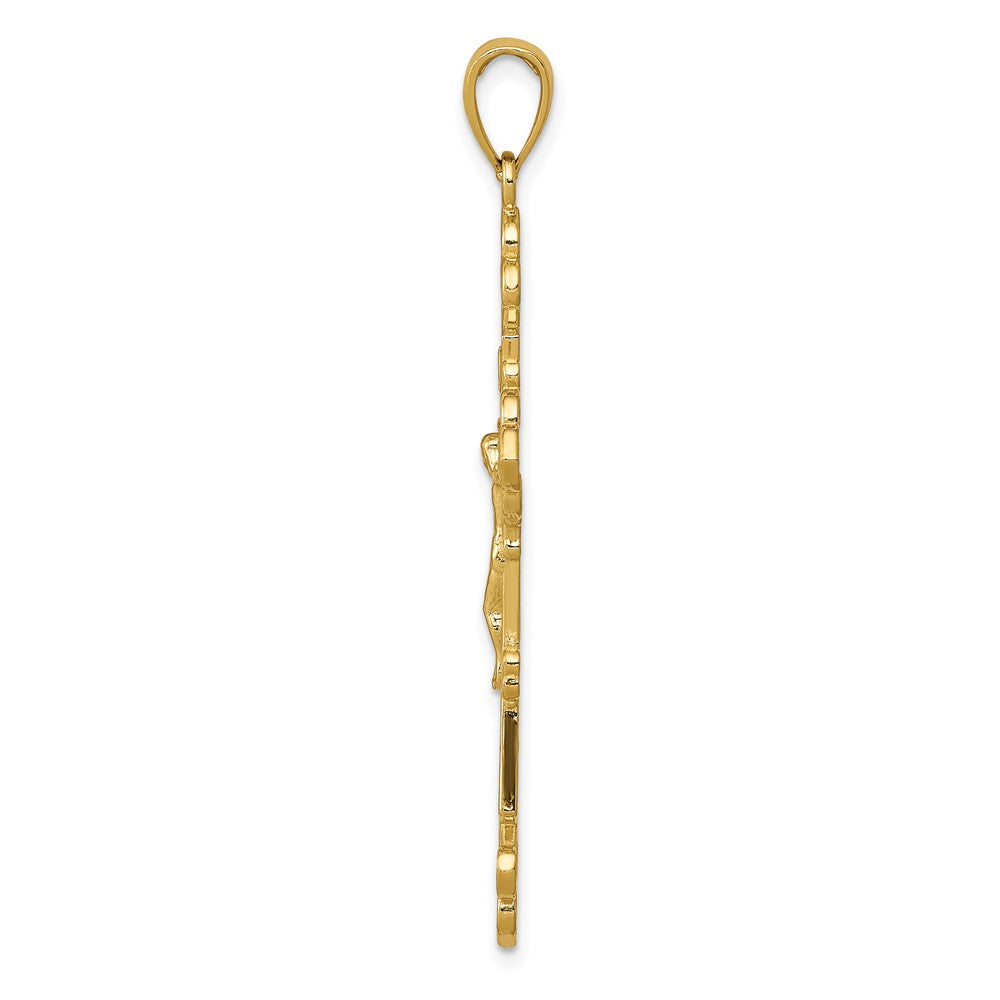 FJC Finejewelers 10 kt Yellow Gold Polished Textured INRI Crucifix Fleur de Lis Charm 45 x 23 mm