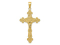 FJC Finejewelers 10 kt Yellow Gold Polished Textured INRI Crucifix Fleur de Lis Charm 45 x 23 mm