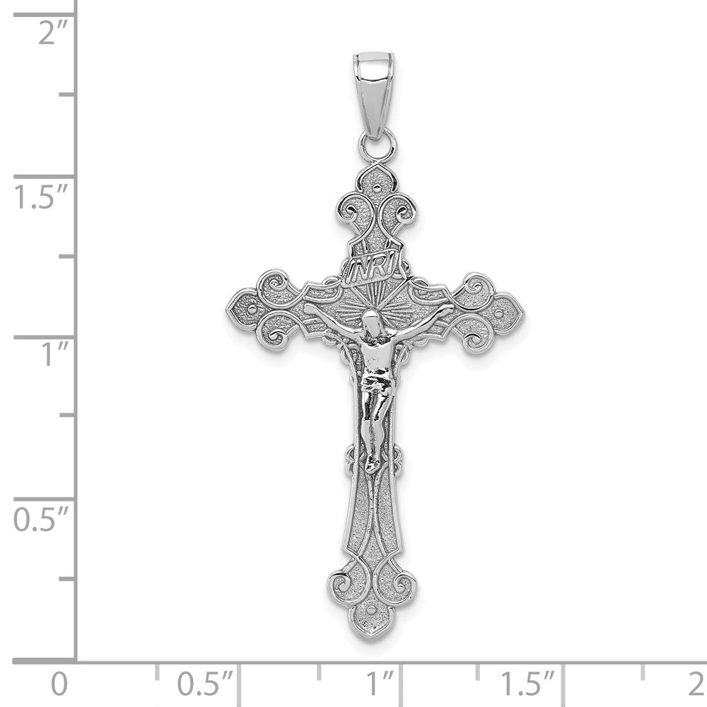FJC Finejewelers 10 kt White Gold Themed Polished Textured INRI Crucifix Fleur de Lis Charm 43 mm x 23 mm