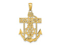 FJC Finejewelers 10 kt Yellow Gold Polished Textured Mariners Crucifix Charm 35 x 21 mm
