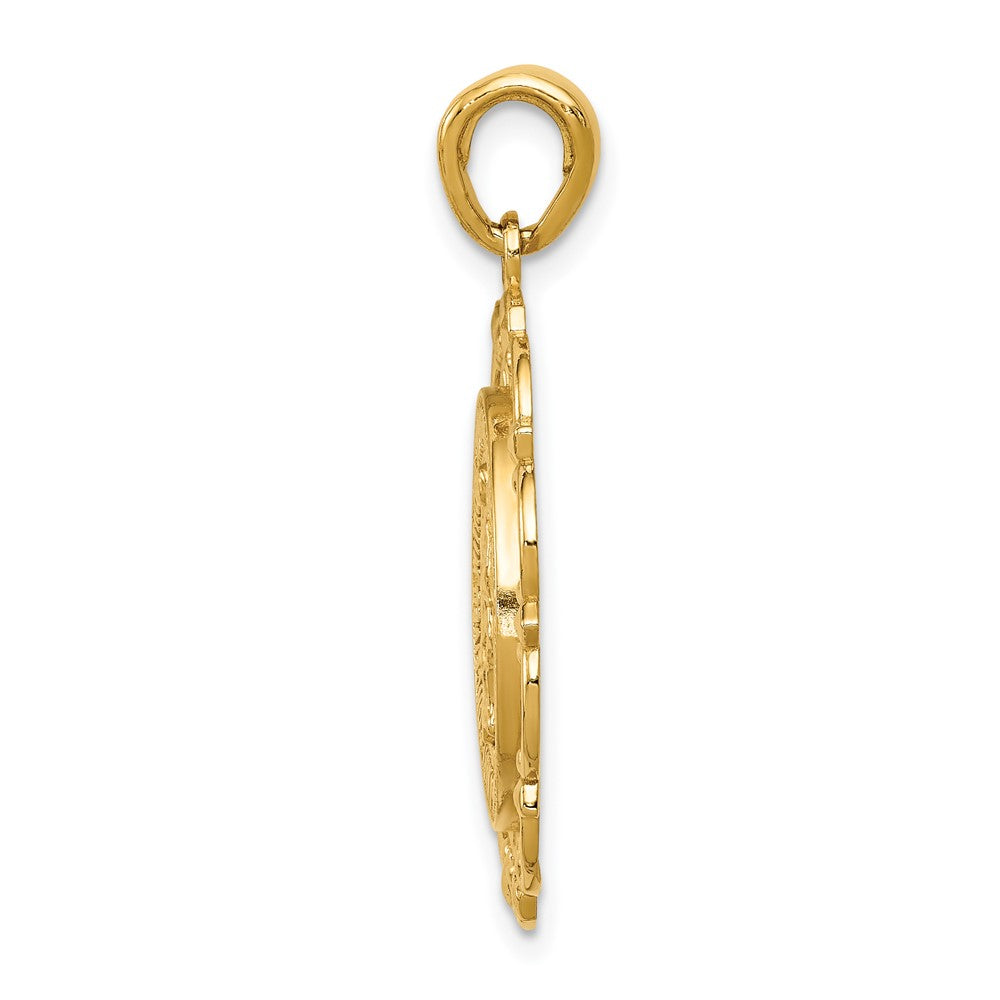 FJC Finejewelers 10 kt Yellow Gold Polished Miraculous Medal With Scallop Frame Charm 30 x 22 mm