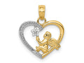 FJC Finejewelers 10 kt Yellow Gold with Rhodium Angel in Heart with Star Charm 14 mm