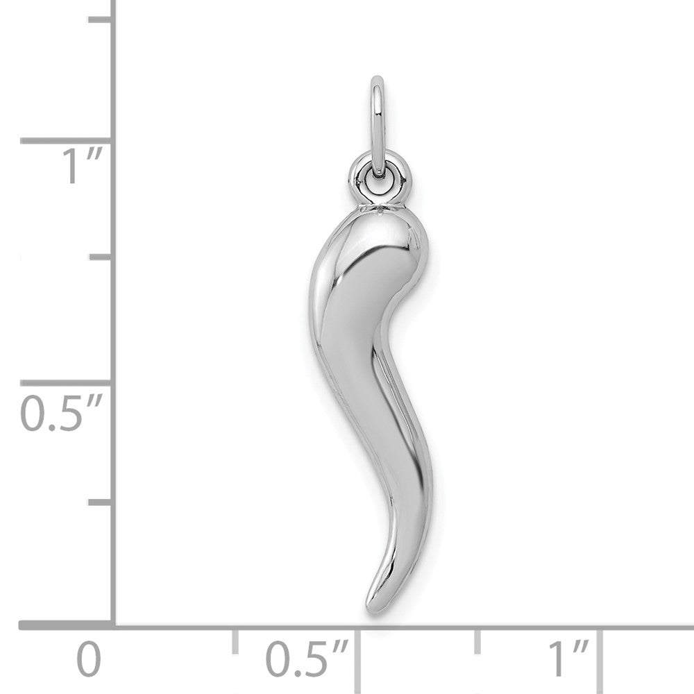 FJC Finejewelers 10 kt White Gold Themed Italian Horn Charm 26.91 mm x 6.23 mm