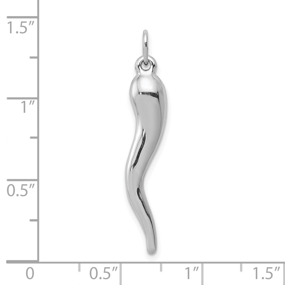 FJC Finejewelers 10 kt White Gold Themed Italian Horn Charm 34.56 mm x 4.86 mm