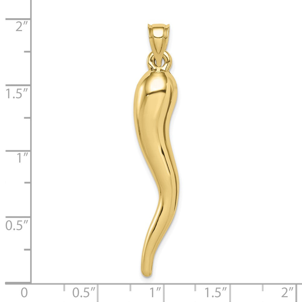 FJC Finejewelers 10 kt Yellow Gold Hollow Italian Horn Charm 47 x 8 mm