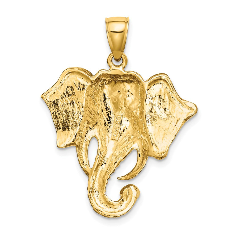 FJC Finejewelers 10 kt Yellow Gold 2-D Elephant Head with Twisted Trunk Charm 32 x 26 mm