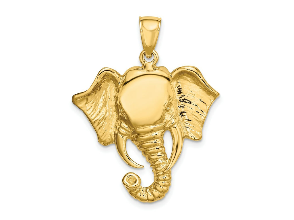 FJC Finejewelers 10 kt Yellow Gold 2-D Elephant Head with Twisted Trunk Charm 32 x 26 mm