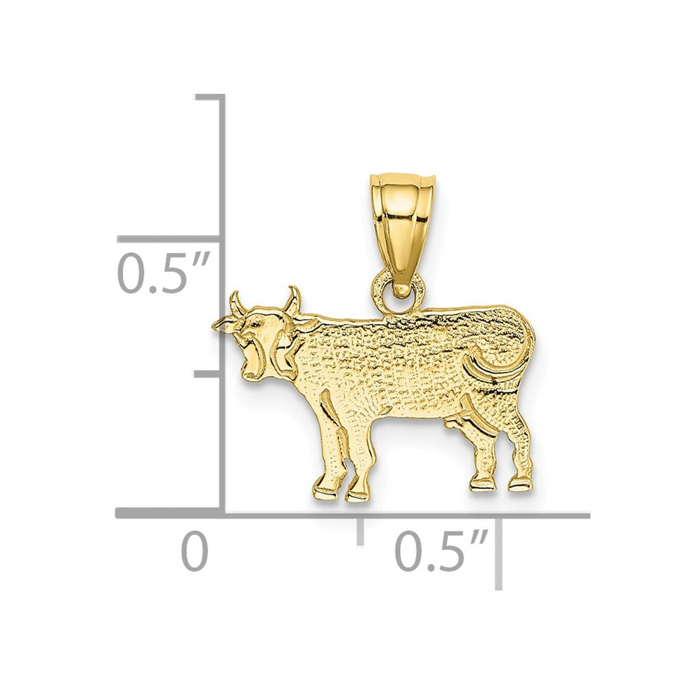 FJC Finejewelers 10 kt Yellow Gold Flat and Engraved Cow Charm 12 x 14 mm