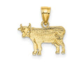FJC Finejewelers 10 kt Yellow Gold Flat and Engraved Cow Charm 12 x 14 mm