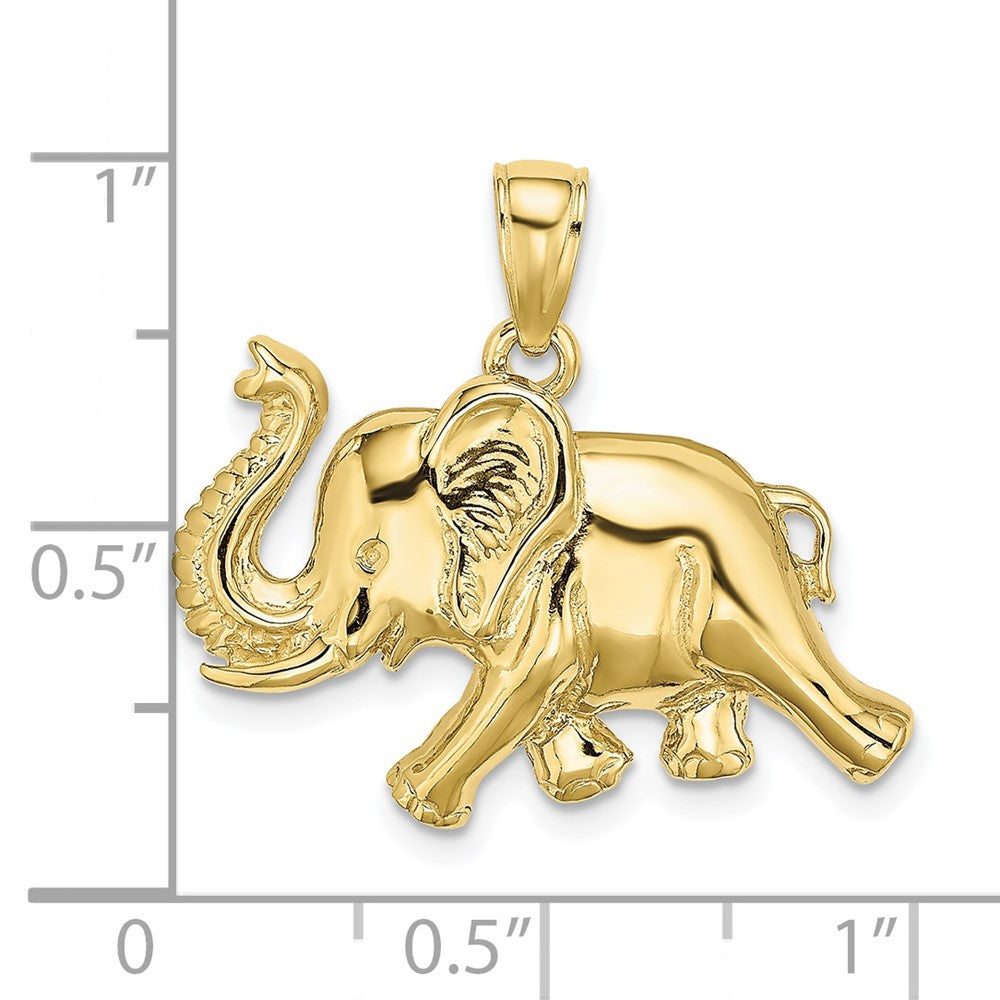 FJC Finejewelers 10 kt Yellow Gold 2-D Elephant Running with Raised Trunk Charm 21 x 25 mm