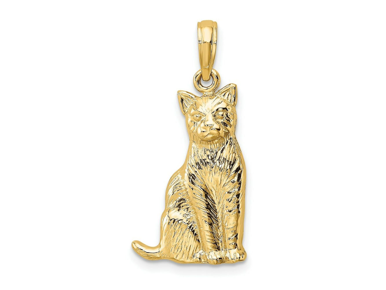FJC Finejewelers 10 kt Yellow Gold Textured Sitting Cat Charm 25 x 12 mm