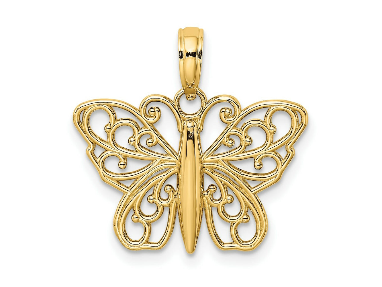 FJC Finejewelers 10 kt Yellow Gold Filigree Butterfly Charm 18 x 20 mm